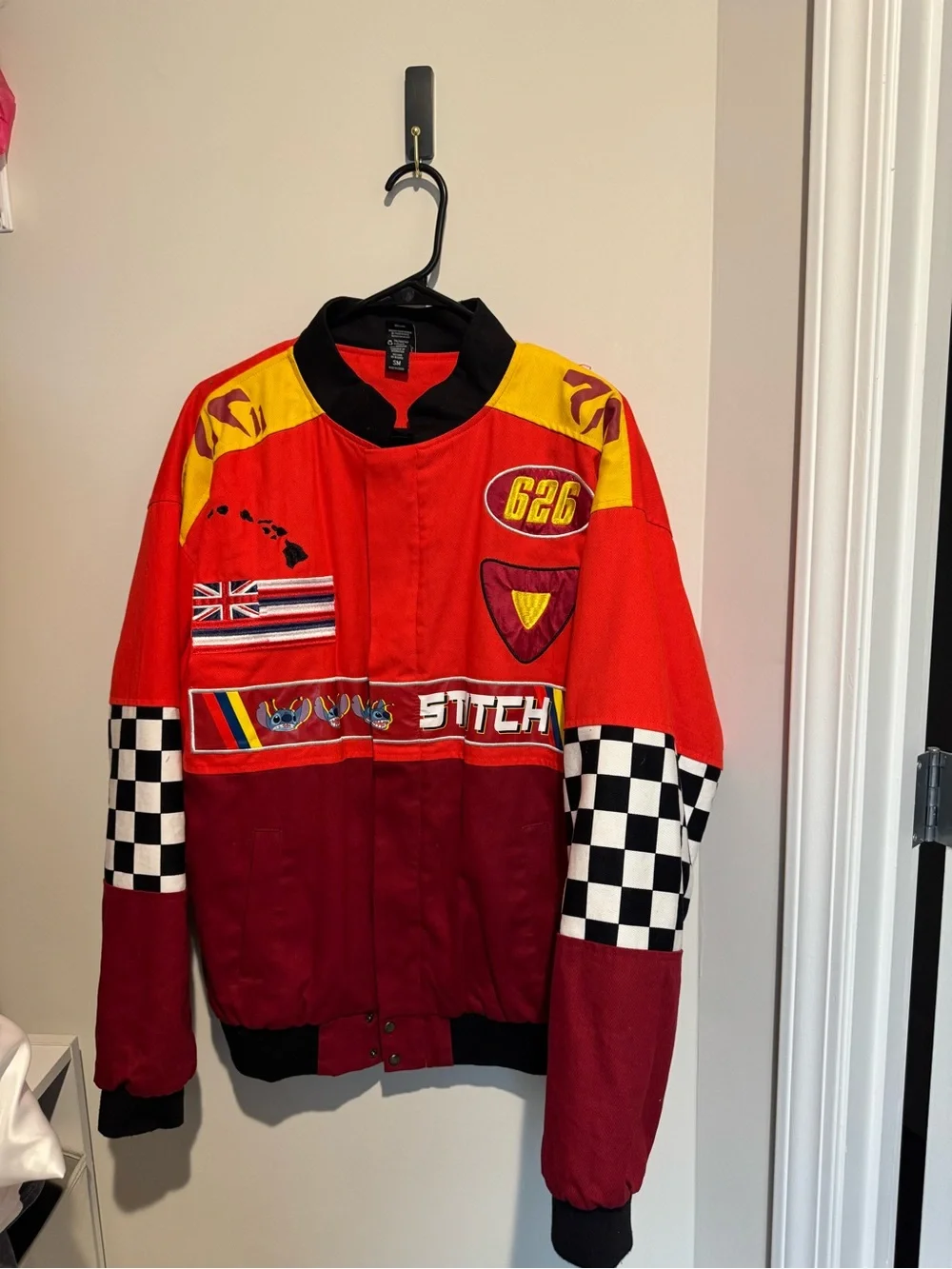 BoxLunch Stitch Red & Maroon Racing Patchwork Jacket